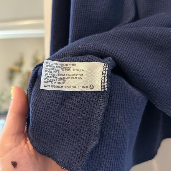 Target Wild Fable Navy Blue Cropped Long Sleeve Shirt - Picture 7 of 8